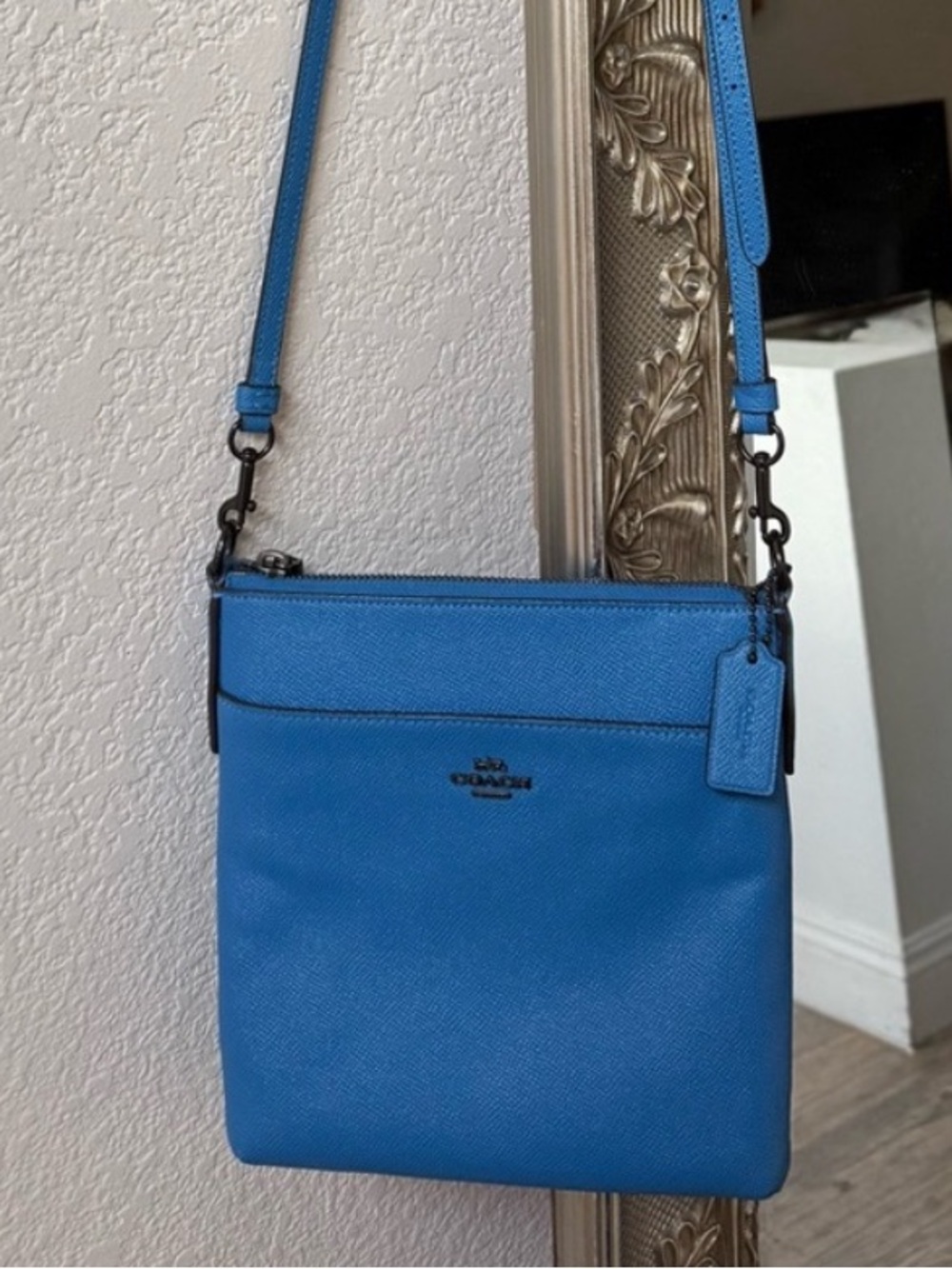 Coach Blue Leather Crossbody with Adjustable Strap